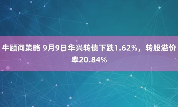牛顾问策略 9月9日华兴转债下跌1.62%，转股溢价率20.84%