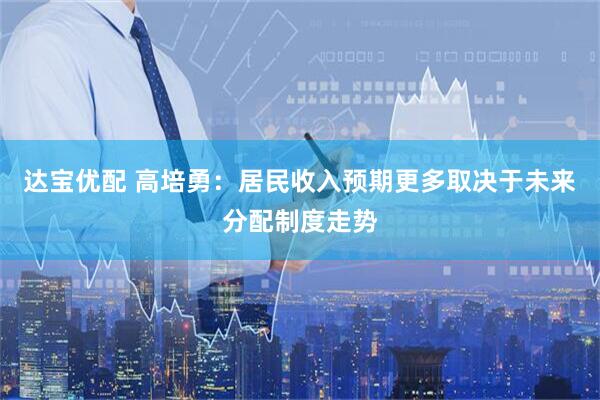 达宝优配 高培勇：居民收入预期更多取决于未来分配制度走势