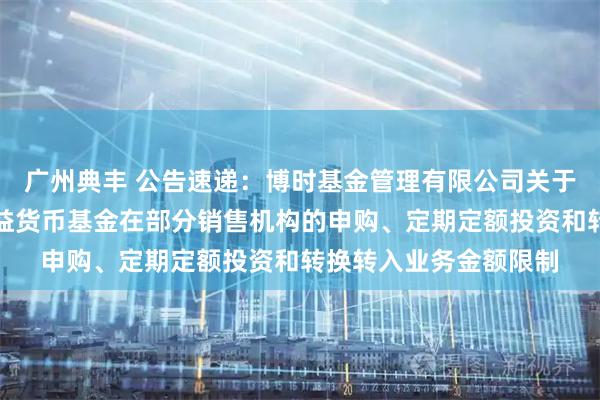广州典丰 公告速递:博时基金管理有限公司关于调整旗下博时现金收益货币基金在部分销售机构的申购、定期定额投资和转换转入业务金额限制